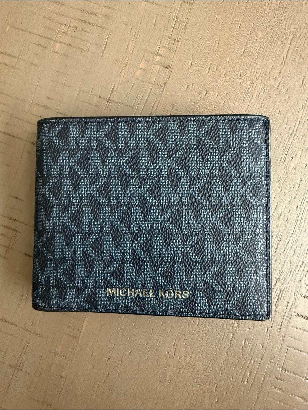 Michael Kors Men’s Dark Navy Signature Logo Bi-Fold Wallet and Card Holder